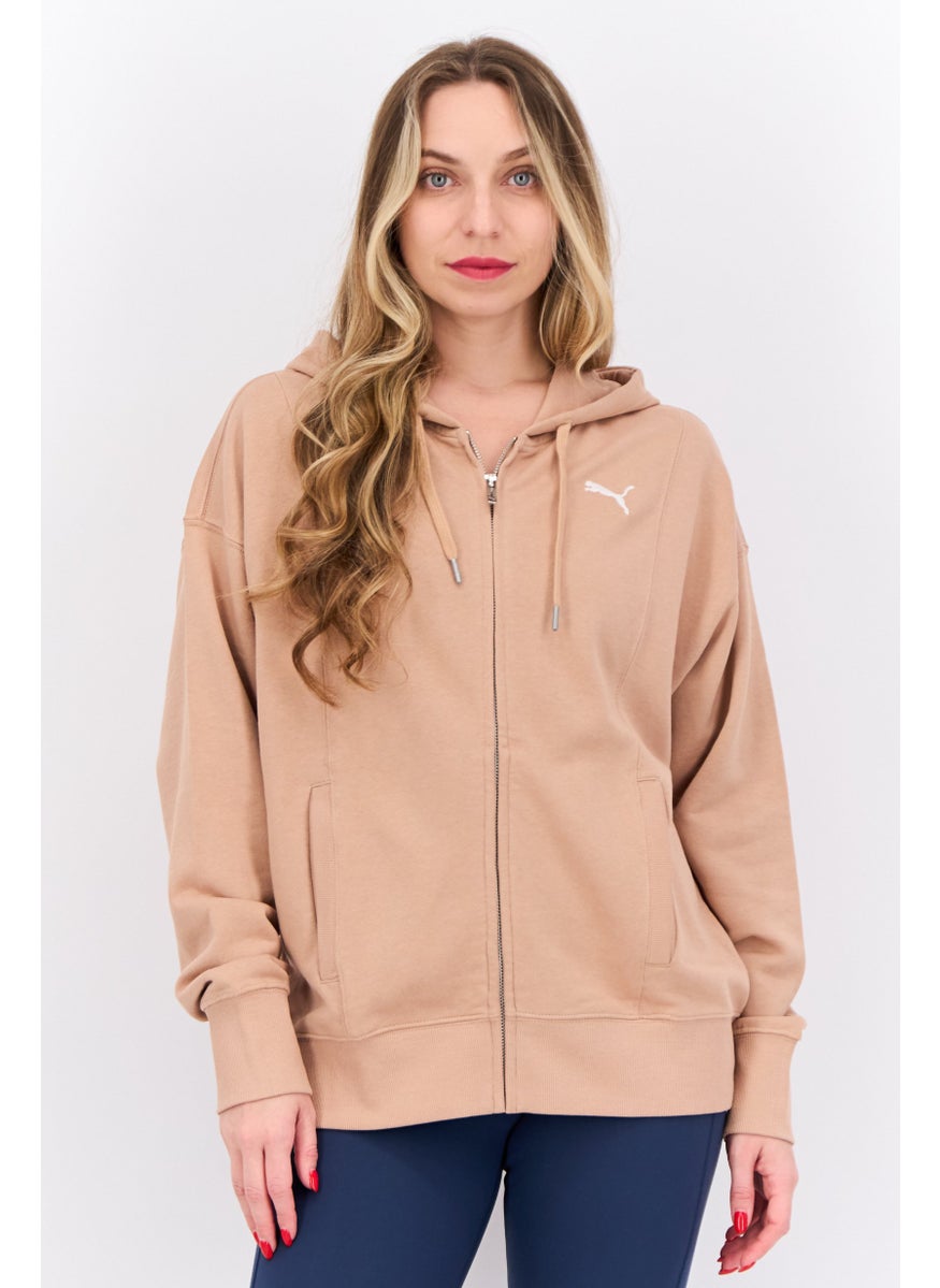 PUMA - Women Sportswear Fit Hooded Outdoor Full Zip Sweatshirts, Light Tan - Image 1