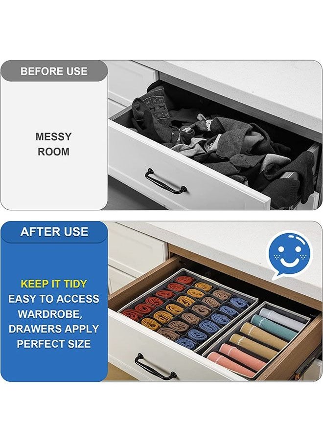 Arabest 4 Pack Foldable Underwear and Bras Drawer Organizers, Fabric Closet Dresser Drawers Organizers Dividers, Clothing Storage Organizers Box for Lingerie, Panties, Socks, Briefs, Dark Gray  - Image 3