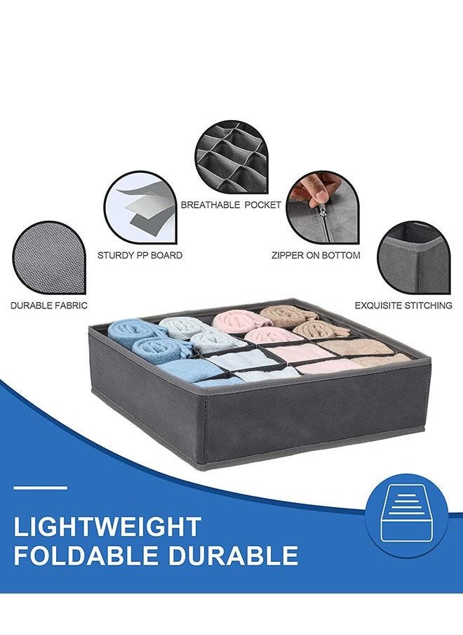Arabest 4 Pack Foldable Underwear and Bras Drawer Organizers, Fabric Closet Dresser Drawers Organizers Dividers, Clothing Storage Organizers Box for Lingerie, Panties, Socks, Briefs, Dark Gray  - Image 4