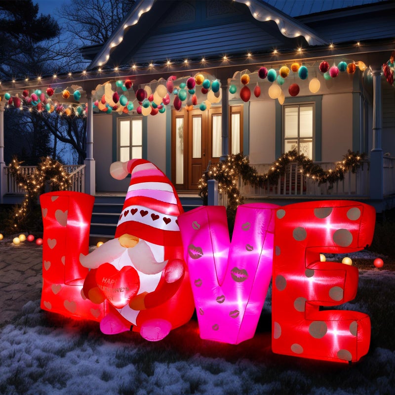 VIHOSE 9 ft Valentines Day Inflatable Outdoor Decorations Love Gnome Letters with LED Lights, Blow Up Valentine Romantic Decor for Wedding Propose Anniversary Outside Indoor Yard Party Supplies - Image 5