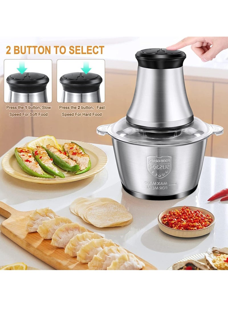 Generic Meat Grinder Electric, Food Processor 3L Stainless Steel Meat Blender Food Chopper for Meat, Vegetables, Fruits and Nuts with 4 Sharp Blades  - Image 3