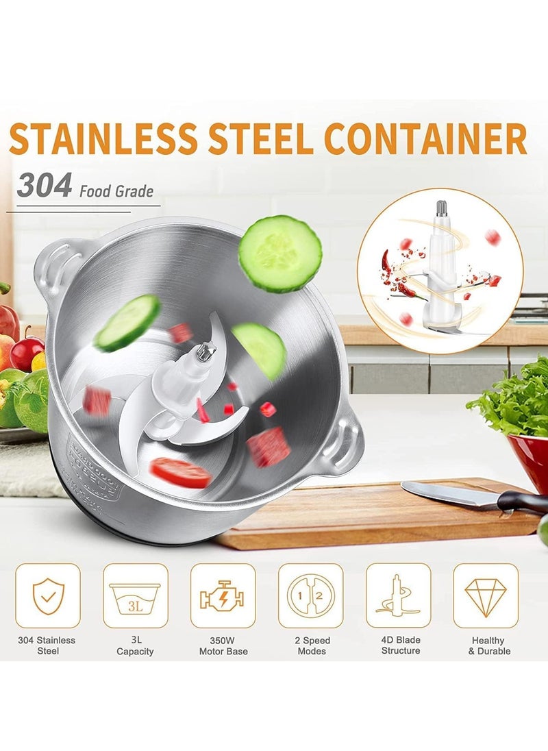Generic Meat Grinder Electric, Food Processor 3L Stainless Steel Meat Blender Food Chopper for Meat, Vegetables, Fruits and Nuts with 4 Sharp Blades  - Image 2