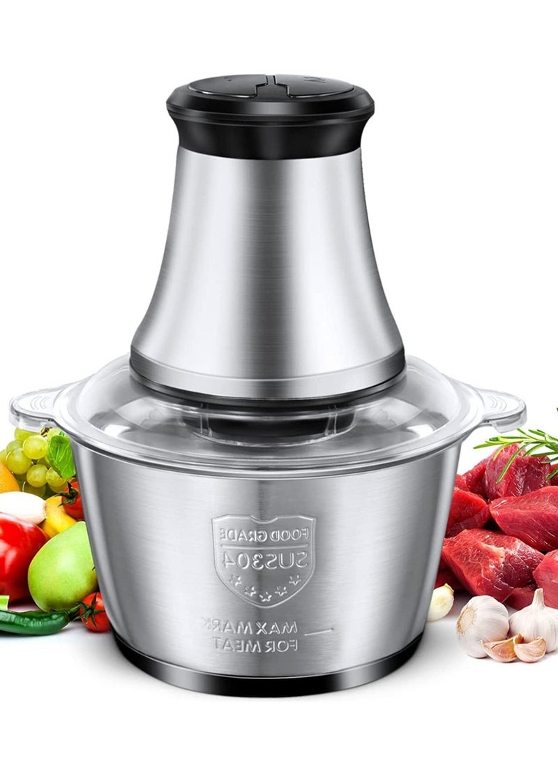 Generic Meat Grinder Electric, Food Processor 3L Stainless Steel Meat Blender Food Chopper for Meat, Vegetables, Fruits and Nuts with 4 Sharp Blades  - Image 1