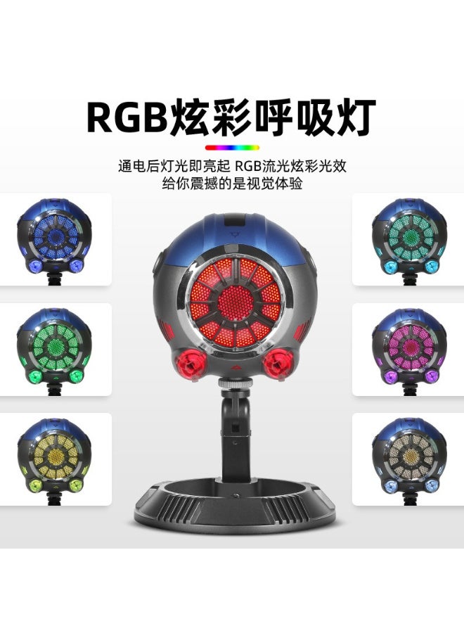 ميكروفون ألعاب ZFSZ RGB USB مكثف، بتصميم سفينة فضاء علمية مع قاعدة تثبيت صدمات للكمبيوتر الشخصي، بلاي ستيشن 5، والبث المباشر - Image 5