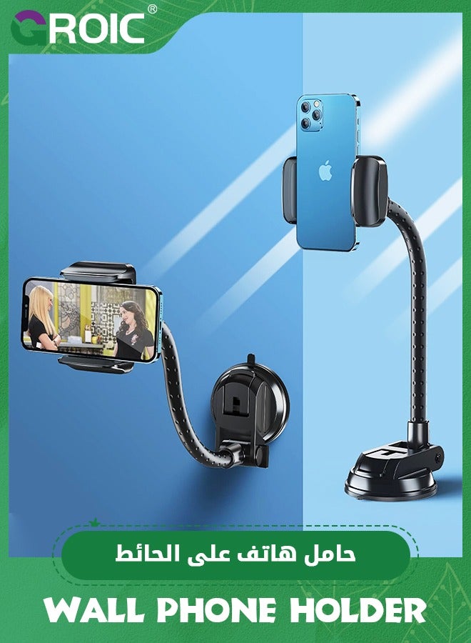 GROIC Wall Phone Holder, Mirror Phone Holder Mount Stand,Reusable Suction Cup Phone Holder for Bathroom Wall Kitchen Car Compatible with All Phones for Tiktok YouTube Make Up  - Image 1