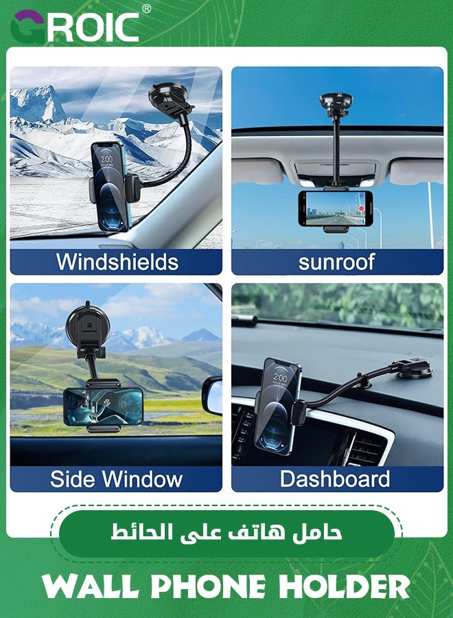 GROIC Wall Phone Holder, Mirror Phone Holder Mount Stand,Reusable Suction Cup Phone Holder for Bathroom Wall Kitchen Car Compatible with All Phones for Tiktok YouTube Make Up  - Image 5