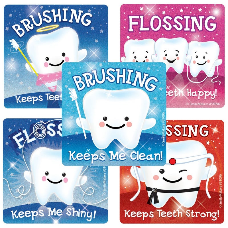 SmileMakers Glitter Teeth Stickers - Prizes and Giveaways - 75 per Pack - Image 1