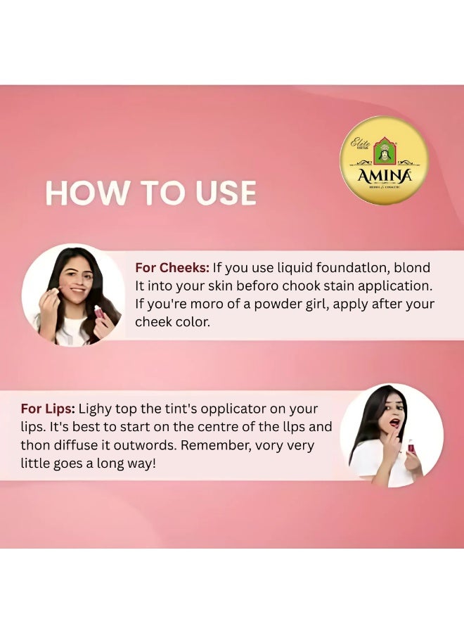 Amina Ultimate Double Touch First Ever Henna / Mehendi Base Liquid Lip & Cheek Long Lasting Tint Orange Pack of 2 - Image 3