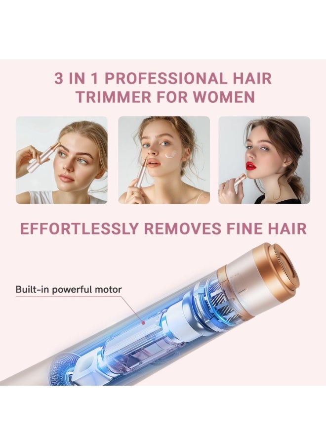 Electric Eyebrow Trimmer, 3 in 1 Facial Hair Remover for Women, Waterproof Rechargeable Hair Shaver for Face Eyebrow Leg Bikini Nose, Painless Facial Razor Epilators with 3 Guide Combs - Image 3