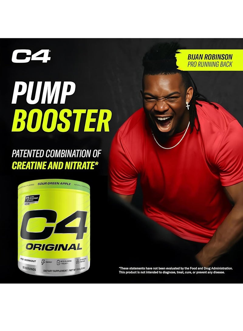 CELLUCOR C4 Original Pre-Workout Powder, Green Apple – 30 Servings | Zero Sugar, 150mg Caffeine, Beta-Alanine, Creatine & Vitamin C – Energy Support for Men & Women - Image 2