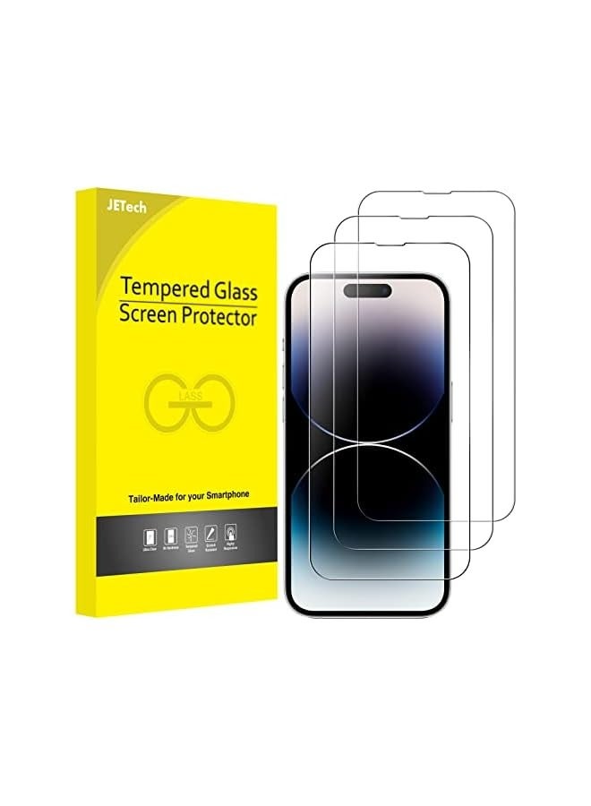Jetech Full Coverage Screen Protector for iPhone 14 Pro Max 6.7-Inch, 9H Tempered Glass Film Case-Friendly, HD Clear, 3-Pack - Image 1