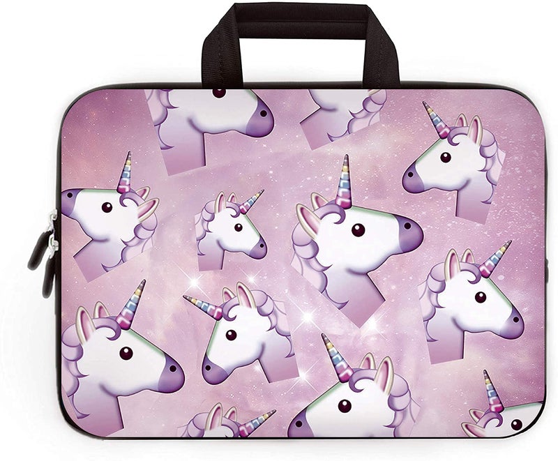 RUYIDAY 14 15 15.4 15.6 inch Laptop Handle Bag Computer Protect Case Pouch Holder Notebook Sleeve Neoprene Cover Soft Carrying Travel for Dell Lenovo Toshiba HP Chromebook ASUS Acer (Pink Unicorn)