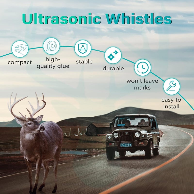Elook Upgraded Deer Whistles for Car, Save Deer Whistle for Vehicles and Trunks, Double Horn, 4 Pack (Patent Pending) - Image 2