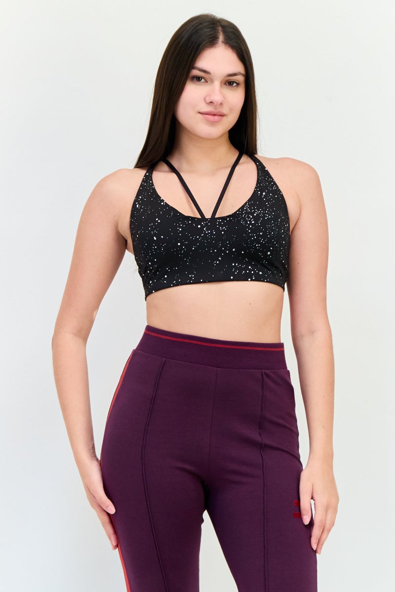 PUMA Women Brand Logo Padded Sports Bra, Black - Image 1