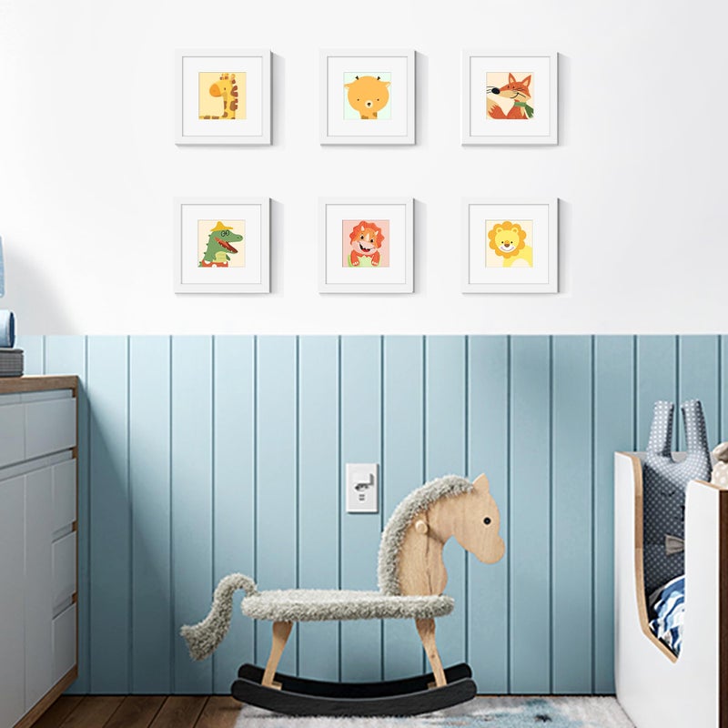 upsimples 8x8 Picture Frame Made of High Definition Glass  Display Pictures 5x5 with Mat or 8x8 Without Mat  Gallery Wall Frame Set  White - Image 5