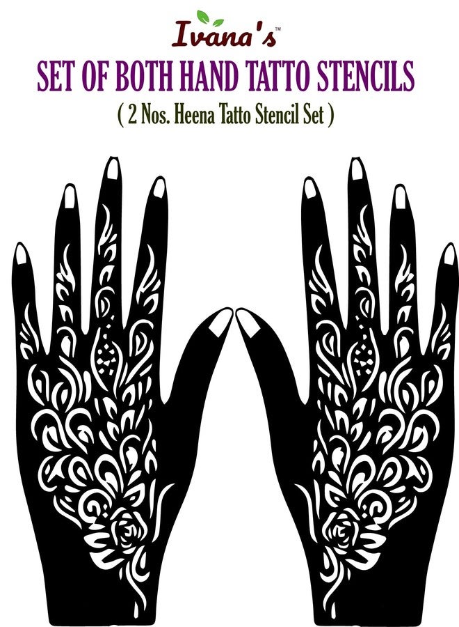 Ivana's Heena Tatto Stencil Set of 2 Piece | Hand Mehandi Design for Women, Girls & Kids, Easy to Apply in 4 Simple Steps - T-1025 - Image 3