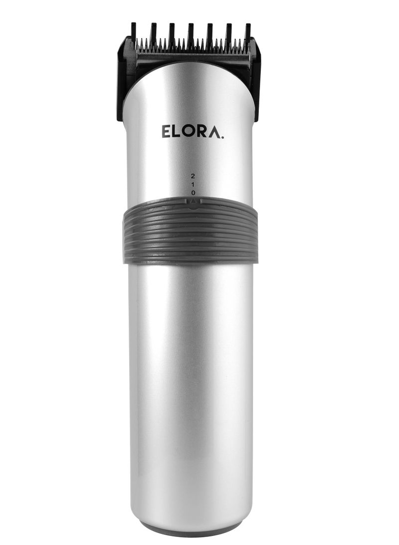 ELORA Hair and Beard Electric Rechargeable Trimmer and Shaver for Men, Cordless Grooming Device with Adjustable Razor, EL-PC-1832, Silver - Image 1