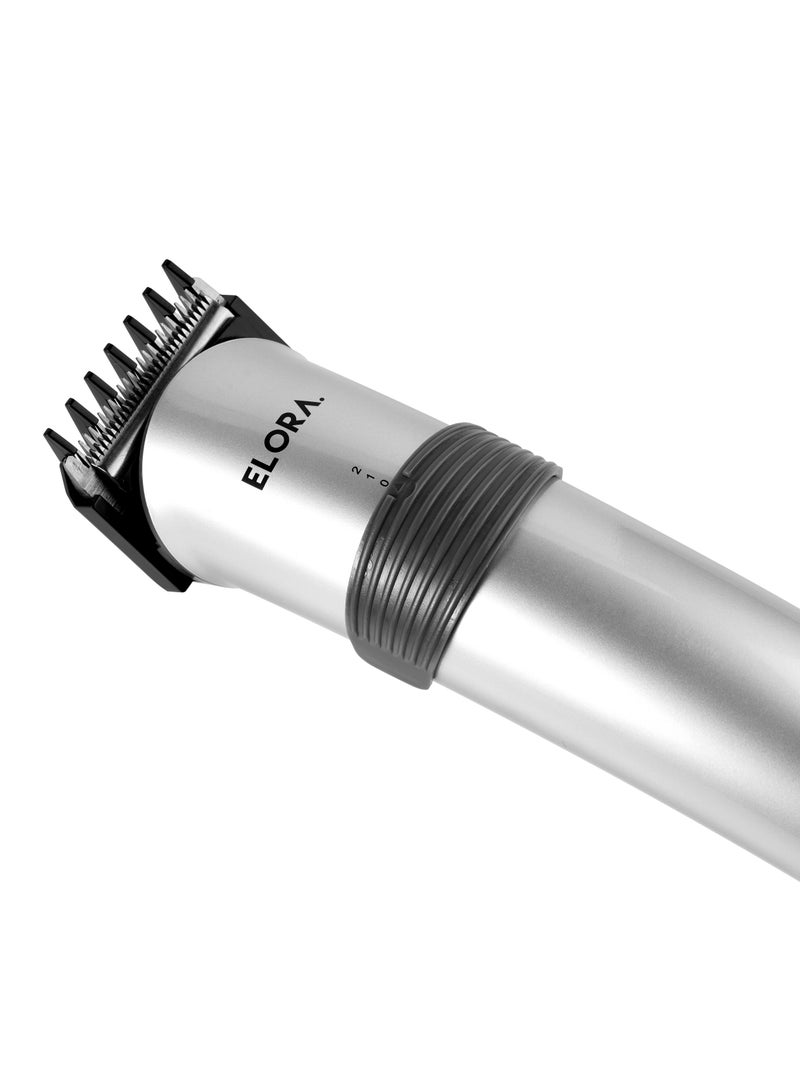 ELORA Hair and Beard Electric Rechargeable Trimmer and Shaver for Men, Cordless Grooming Device with Adjustable Razor, EL-PC-1832, Silver - Image 5