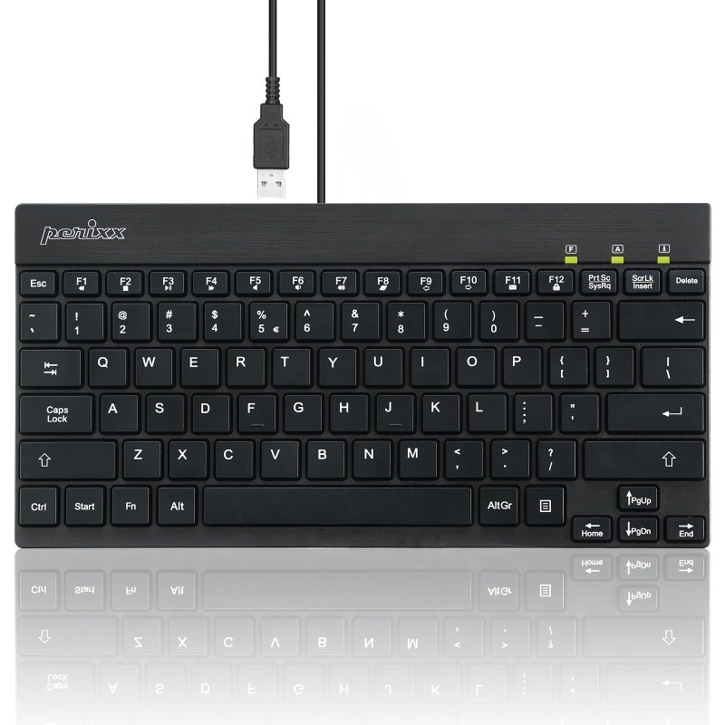 Perixx PERIBOARD-426 Wired Mini Low Profile Keyboard (Wired USB), US English Layout (11665) - Image 1