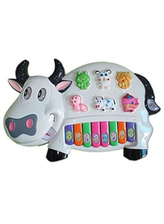 Toyz Musical Cow Piano Toy for Baby with Flashing Light & Sound Toys for Kids, Early Development Musical Toy Plastic (Multicolor)  - Image 3