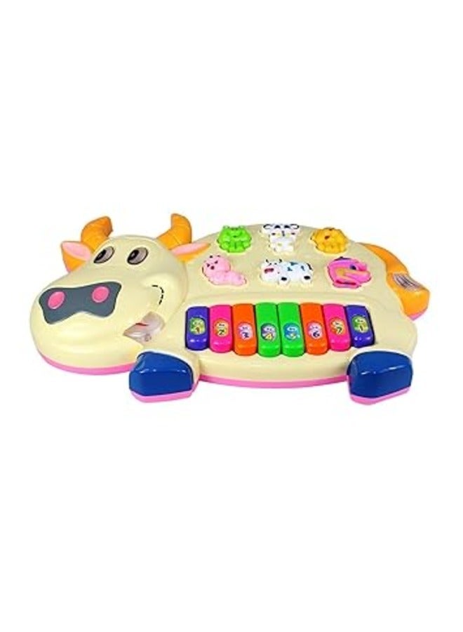 Toyz Musical Cow Piano Toy for Baby with Flashing Light & Sound Toys for Kids, Early Development Musical Toy Plastic (Multicolor)  - Image 2