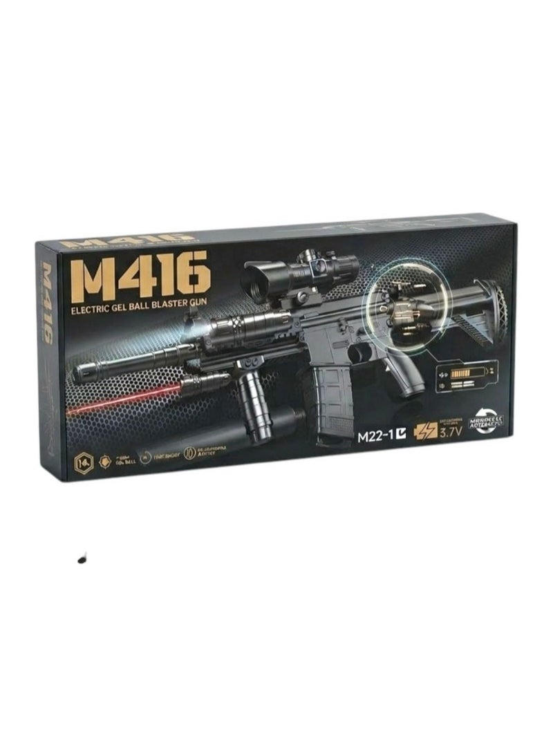 مسدس كرات الجل الكهربائي M416، سريع الإطلاق، كرات جل 7-8 مم، بطارية قابلة للشحن 3.7 فولت، مناسب للأعمار من 14 سنة فما فوق
