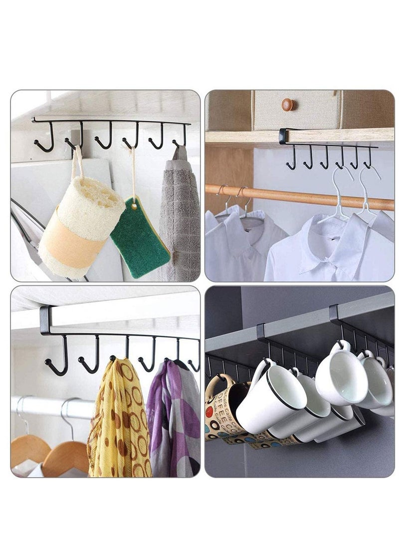 Y&D Adhesive Cup Holder Under Cabinet - 2pcs 6-Hook Mug Hanger,Nail Free Coffee Cups Holder,Kitchen Utensil Storage Ties Belts Scarf Hanging Hooks Rack (2 Pack Black)  - Image 5