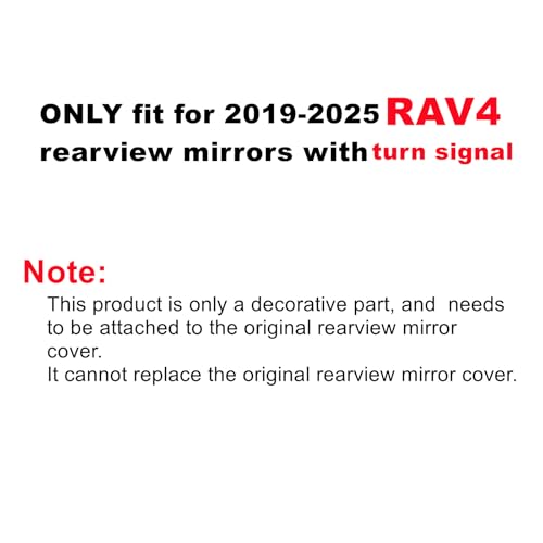 YAKANEY for RAV4 2019 2020 2021 2022 2023 2024 2025 Exterior Side Rearview Mirror Cover Sporty Black Exterior Rearview Mirror Molding Covers for Toyota RAV 4 NOT for LE Hybrid LE Piano Black - Image 3