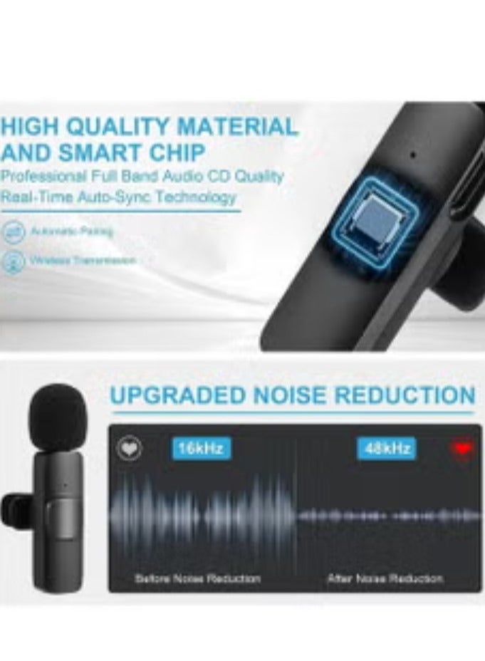 JOMILA 2in1 Bluetooths Mic K9 Wireless Collar Microphone Dual Lapel Lavalier Mic for Noise Reduction Vlogging Interview Live Streaming YouTube Video Broadcast With 2 Mic Receiver for iPhone and Android - Image 5