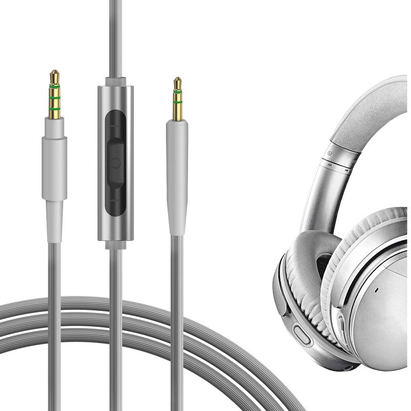 Geekria Geekria Audio Cable with Mic Compatible with Bose QC Ultra/45/35II/35/700 Headphones Cable, 3.5mm to 2.5mm Replacement Stereo Cord with Inline Microphone and Volume Control (4 ft/1.2 m)  - Image 1