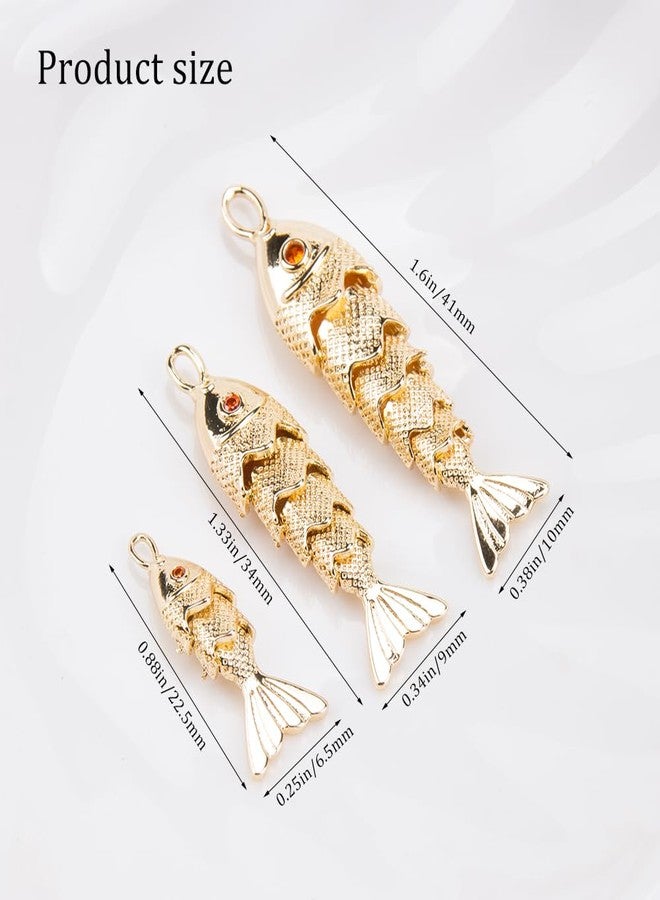 SaiDian 3Pcs Koi Gold Fish Pendant 3D Fish Charms Gold Plated Sea Animal Pendants for DIY Ocean-Themed Jewelry Making for Bracelets Necklaces Earrings Fun Crafting Accessories - Image 4