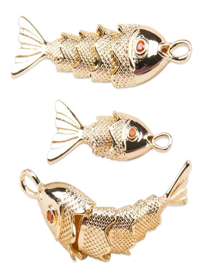 SaiDian 3Pcs Koi Gold Fish Pendant 3D Fish Charms Gold Plated Sea Animal Pendants for DIY Ocean-Themed Jewelry Making for Bracelets Necklaces Earrings Fun Crafting Accessories - Image 1
