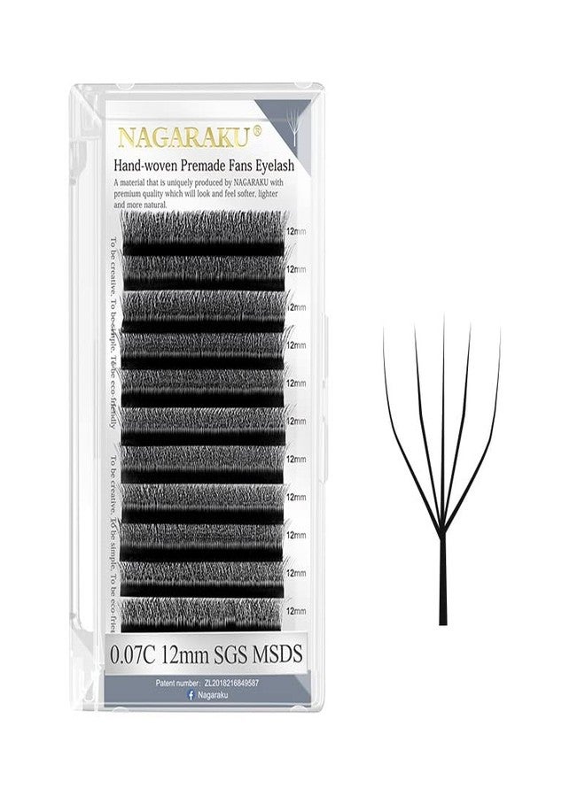 NAGARAKU 5D W Shape Eyelash Extension Volume Premade Matte Black Cluster Easy Fanning yy Eye Lashes with Thickness 0.07mm (15mm, W5D-Curl-D) - Image 1
