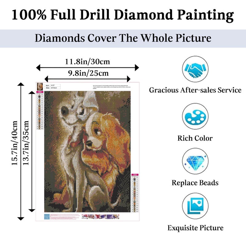 Jaki Diamond Art Painting Kits For Adults-Dog Diamond Painting Kits Square Full Drill Diamond Art For Home Wall Decor(12X16Inch) - Image 5