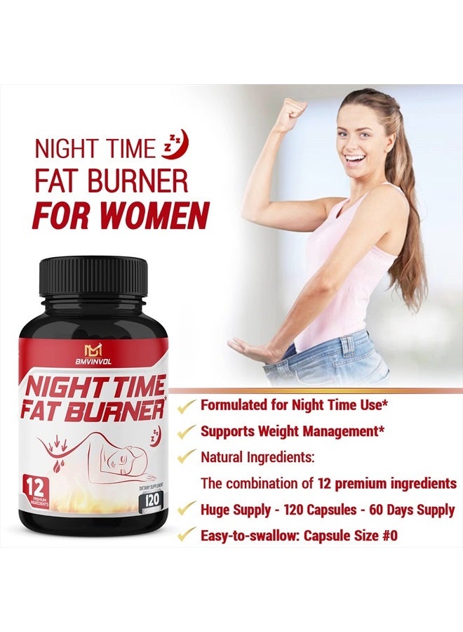 BMVINVOL Night Time Fat Burner 120Capsules, 12-in-1 Powerful Blend of Green Tea, Ceylon Cinnamon, Green Coffee Bean, Garcinia Cambogia, White Kidney Bean, Lemon Balm, Passion Flower - Image 5