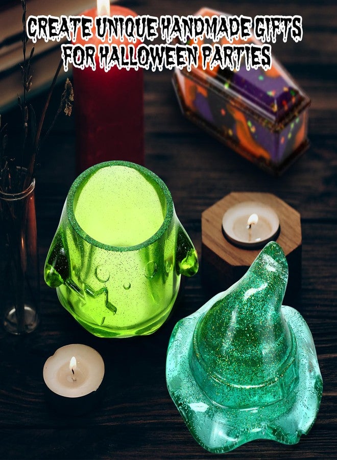 Vesici 39 Pcs 3D Halloween Silicone Resin Mold Kit Include 10 Spooky Molds with Pumpkin Skull Ghost Coffin 2 Measuring Cups 10 Stir Sticks 5 Droppers 12 Glitter Tools for DIY Candles Soaps Crafts - Image 4