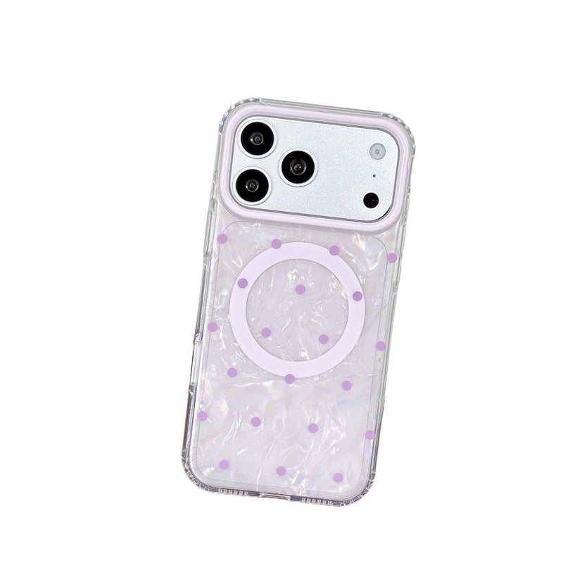TPU MagSafe Case for iPhone 13 with Drop Protection and Strong Magnetic plus Shockproof plus Polka Dot in Purple - ModaStar - Image 1