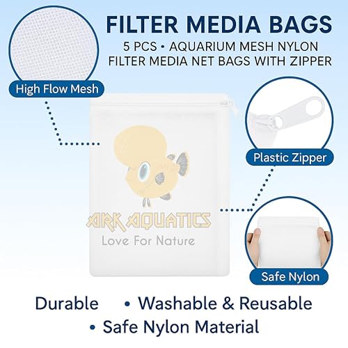 ARK Aquatics Filter Media Bags for Aquarium Mesh Nylon Filter Media Net Bags with Zipper for Pellet Carbon, Ammonia Remover, Ceramic Rings, Bio Balls (Pack of 5PC) - Image 4