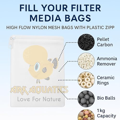 ARK Aquatics Filter Media Bags for Aquarium Mesh Nylon Filter Media Net Bags with Zipper for Pellet Carbon, Ammonia Remover, Ceramic Rings, Bio Balls (Pack of 5PC) - Image 5