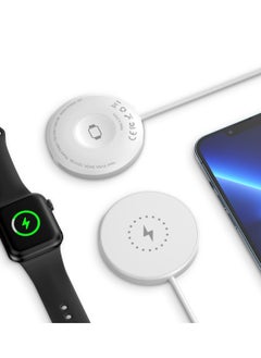 glassology 3 in 1 Wireless Charger, Magnetic Fast Wireless Charging Pad, Compatible with iPhone 14/13/12/SE/11, Samsung Galaxy, Apple Watch, Earbuds (Adapter NOT Included) (white)  - Image 2