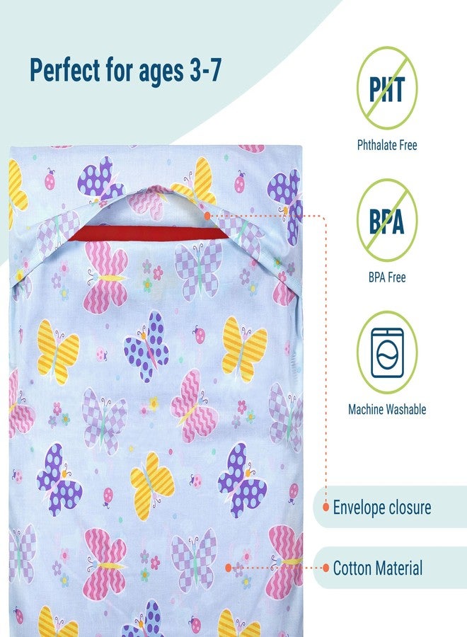 Wildkin Kids Cotton Nap Mat Cover - Soft, Sewn-in Flap, Durable & Fits 1.5" Vinyl Sleep Mats - Butterfly Garden - Image 3