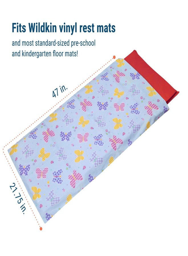 Wildkin Kids Cotton Nap Mat Cover - Soft, Sewn-in Flap, Durable & Fits 1.5" Vinyl Sleep Mats - Butterfly Garden - Image 5