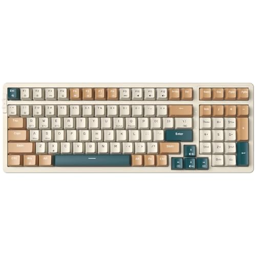 Qisan Wireless/Wired Mechanical Keyboard, Triple Mode 2.4G/USB-C/BT Wireless Gaming Keyboard, 100 Keys (98%) US Layout Brown Switch Rechargeable RGB Backlit Keyboards | Brown Combo - Image 1