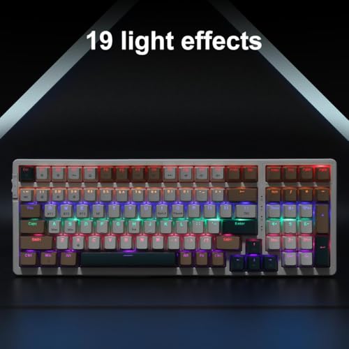 Qisan Wireless/Wired Mechanical Keyboard, Triple Mode 2.4G/USB-C/BT Wireless Gaming Keyboard, 100 Keys (98%) US Layout Brown Switch Rechargeable RGB Backlit Keyboards | Brown Combo - Image 4