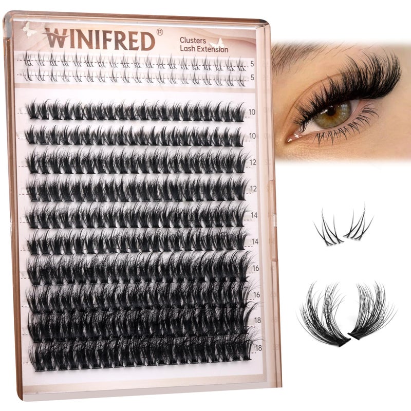 Winifred Wispy Lash Clusters with Bottom Lashes Eyelash Clusters C Curvature Cluster Eyelash Extensions 10-18mm Individual Lashes DIY Lashes Clusters Thick Volume by Winifred - Image 1