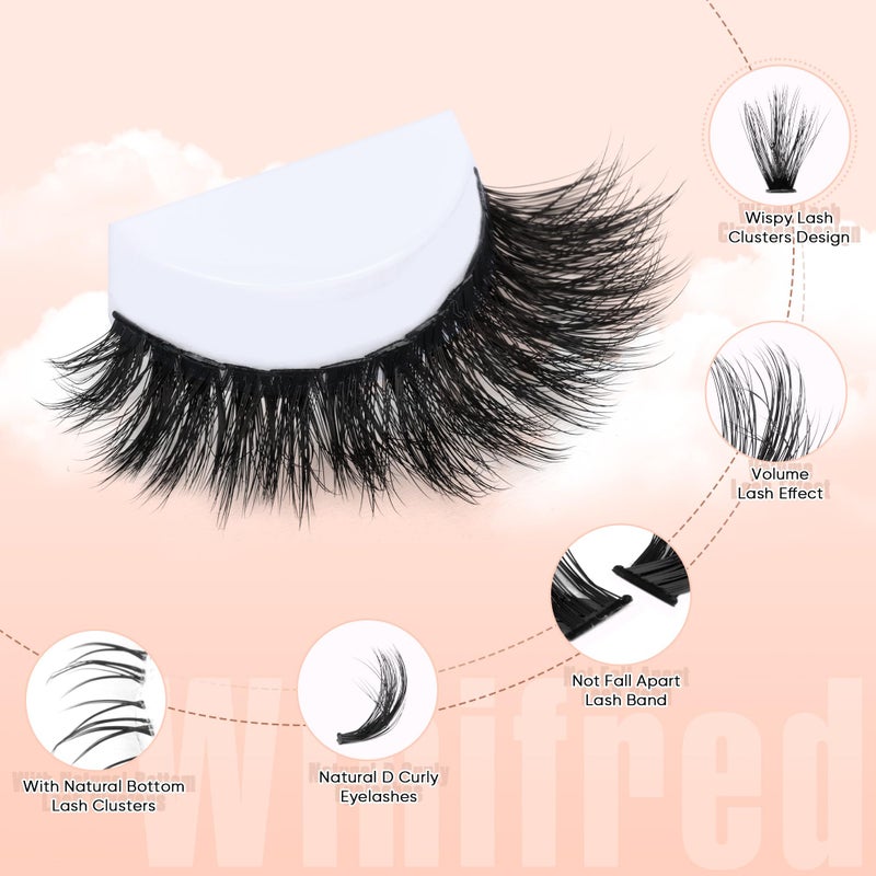 Winifred Wispy Lash Clusters with Bottom Lashes Eyelash Clusters C Curvature Cluster Eyelash Extensions 10-18mm Individual Lashes DIY Lashes Clusters Thick Volume by Winifred - Image 3