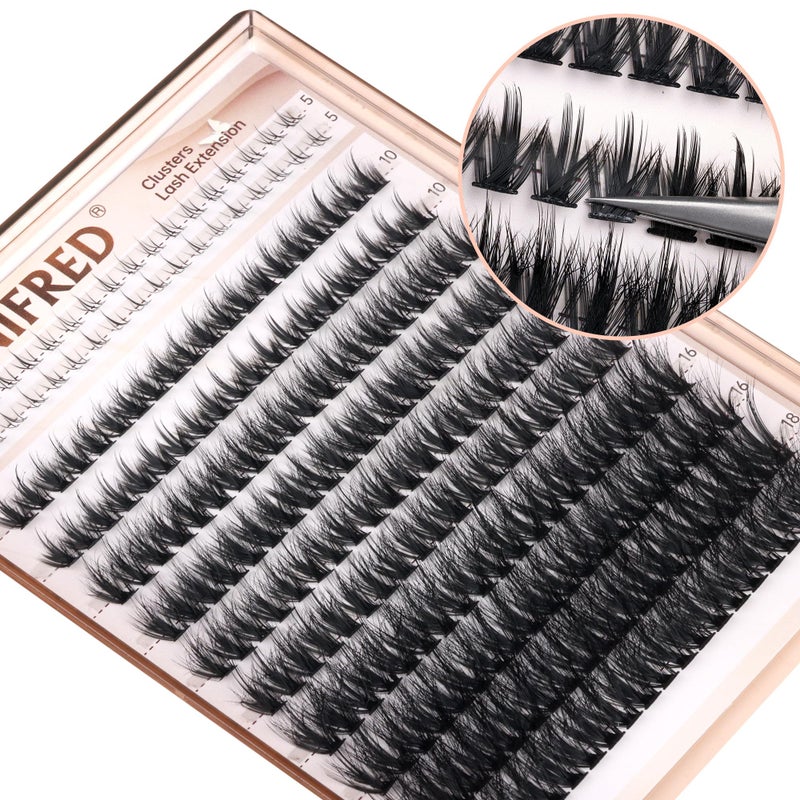 Winifred Wispy Lash Clusters with Bottom Lashes Eyelash Clusters C Curvature Cluster Eyelash Extensions 10-18mm Individual Lashes DIY Lashes Clusters Thick Volume by Winifred - Image 5