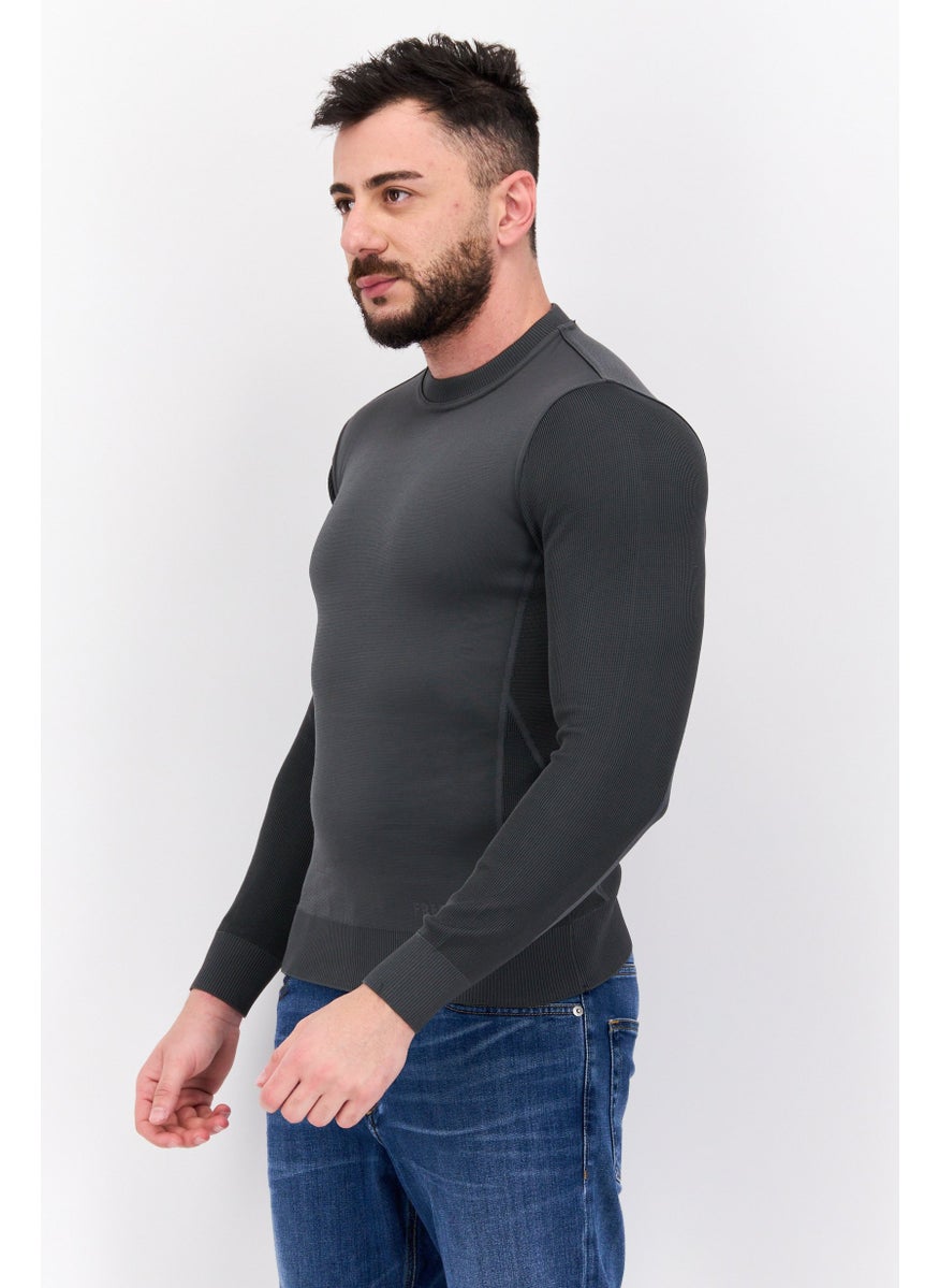 Free Soul - Men Crew Neck Long Sleeve Solid Sweatshirt, Grey - Image 1