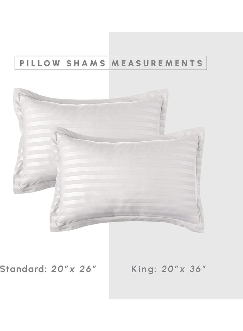 Single Size 4 Piece Duvet Set 160 x 220 cm - 1 Duvet With Filling, 1 Fitted Bed Sheet and Pillow Cases 48x74+5cm - White - Image 4