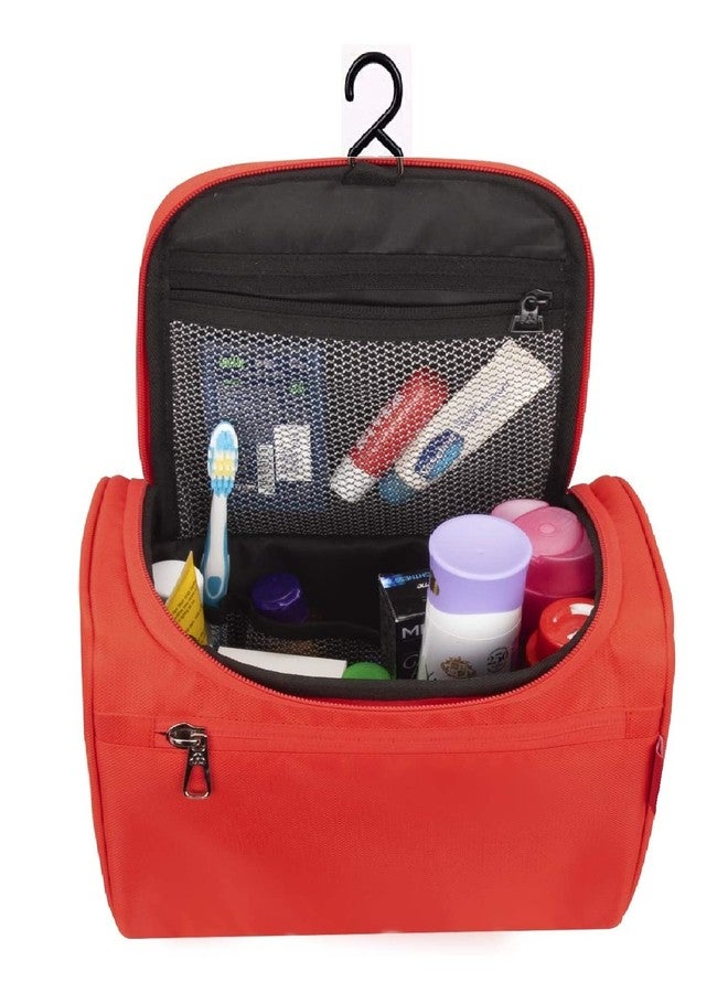 ERHETUS Multipurpose Large Cosmetic Bag for Women | Makeup Pouch for Travel | Toiletry Bags with Hook for Hanging | Waterproof Grooming Kit Storage Pouches for Men (Red) - Image 2